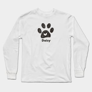 Daisy name made of hand drawn paw prints Long Sleeve T-Shirt